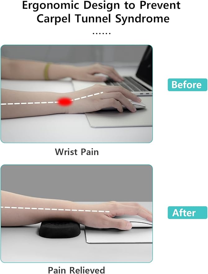 Vaydeer Wrist Rest for Keyboard and Mouse, Computer Ergonomic Wrist Support Pad Set, Soft Memory Foam Arm Cushion for Desk, Palm Hand Office Gaming Laptop Typing-Medium