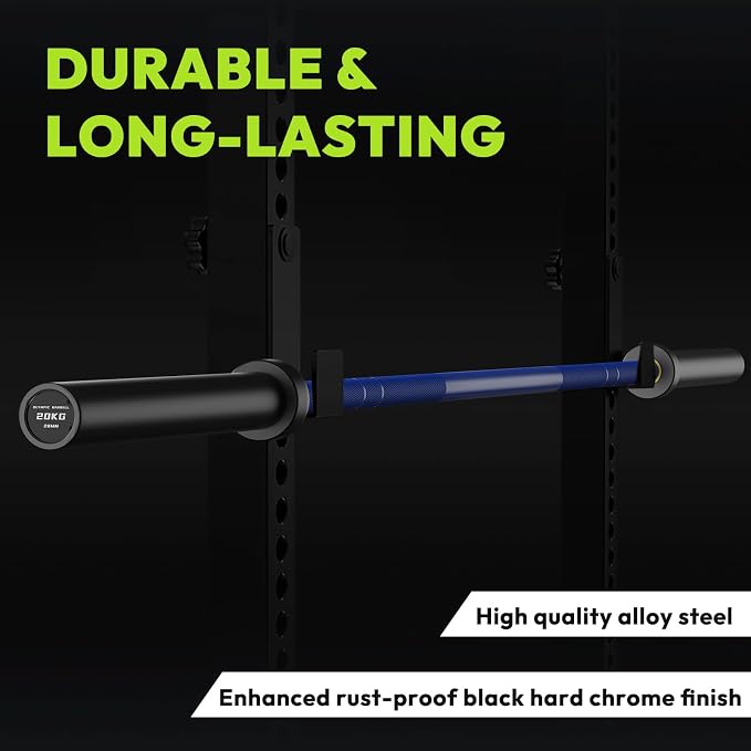 HANDBODE 7 FT Olympic Barbell 45 LB, 2-Inch Weight Bar, 1000 LB | Needle Bearings, Knurled Grip, Hard Chrome Coating, Powerlifting, Bench Press, Deadlift, Squat, Hip Thrusts And Cleans