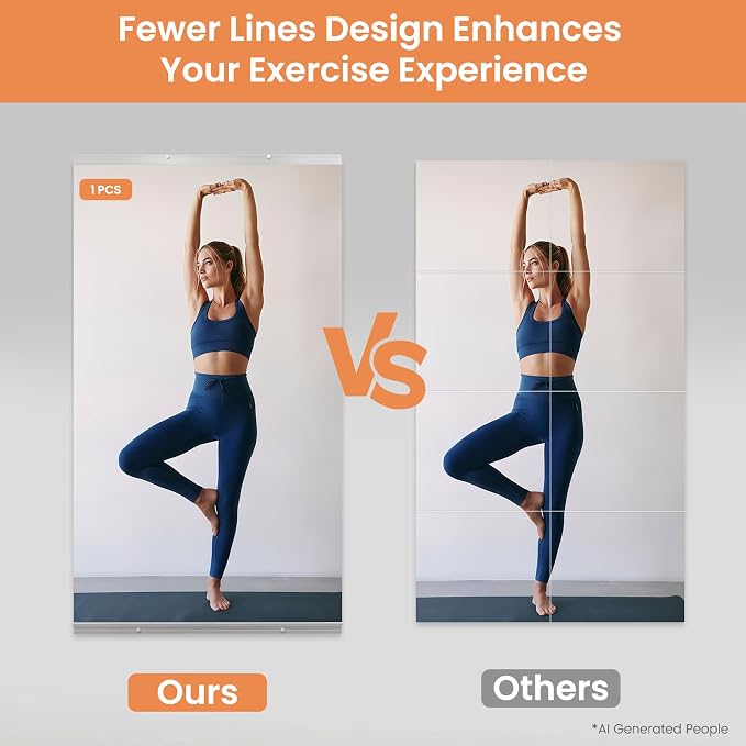 LOAAO Home Gym Mirror 79"x32", 2 PCS | Frameless, Tempered Glass, Large Workout Mirrors, For Home Gym, Dance Studio, Yoga Room, Garage Gym