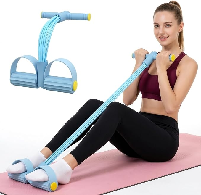 Pedal Resistance Band with Handle,4/6/8 Tubes Options,Full-Body Use | Premium Thick-Gauge TPE Tubes 25-45lbs with 300% Stretch,Sturdy PVC Foot Straps,Multiple Workout Modes for Full-Body Training