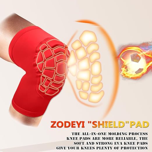 Wrestling Knee Pads Short Knee Sleeve, 2 Pcs Knee Compression Sleeve for Football, Basketball, Volleyball(Red_S_2 Pcs)