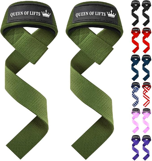 TECEUM Neoprene Padded Cotton Lifting Straps for Weightlifting, 1 Pair