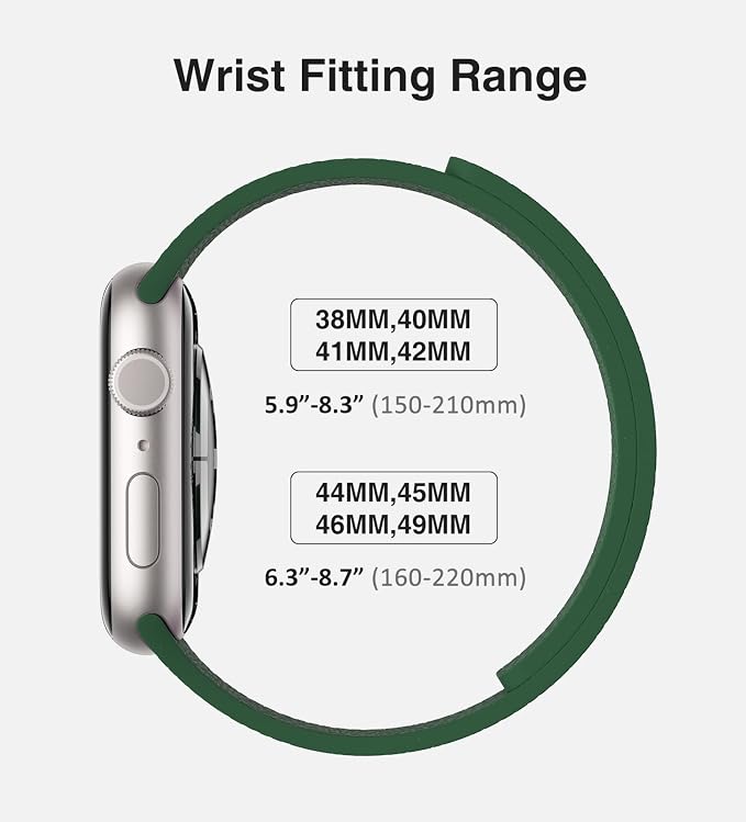 Magnetic Silicone Band Compatible with Apple Watch Band 42mm 41mm 40mm 38mm Series 11 10 9 8 7 6 5 4 3 & SE 3/2/1 Strong Magnetic Clasp, Waterproof & Adjustable (Alfalfa)