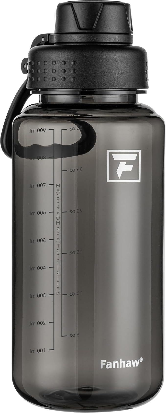 Fanhaw 32 oz Clear BPA-Free Tritan Water Bottle with Fast-Flow Spout Lid, BPA-Free & Leak-Proof Wide-Mouth Reusable Bottle for Gym, School & Office, Back to School Essentials (Black)