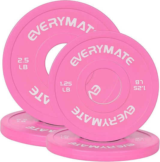 EVERYMATE Change Weight Plates 1.25LB 2.5LB 5LB Set Fractional Olympic Bumper Plates for Cross Training Steel Insert Strength Training