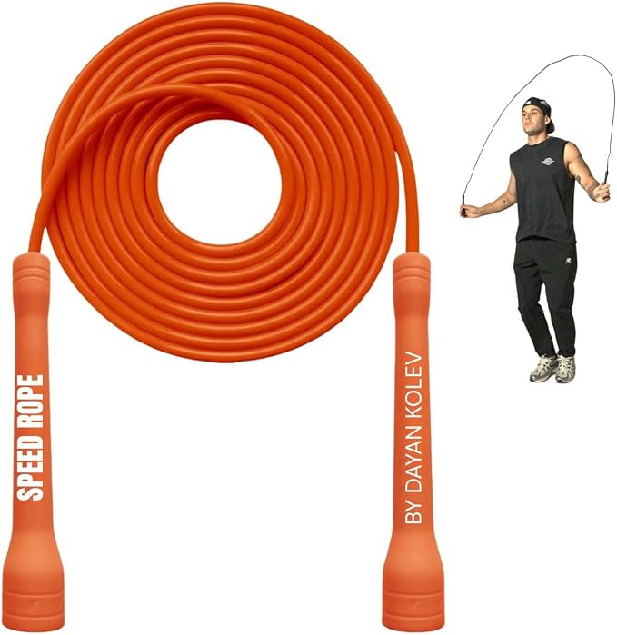 Swissskip Speed Jump Rope by Dayan Kolev, 5mm PVC Skipping Rope, Great for Beginners and Advanced Athlets, Designed for Fitness, Cardio, Boxing & CrossFit, Adjustable length with Unbreakable Handles