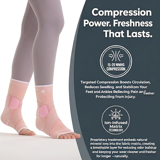 ABIRAM Ankle Brace for Men & Women - Adjustable Compression Sleeve with Wrap, Stability Support & Relief for Sprained Ankle, Plantar Fasciitis & Achilles Tendonitis - Breathable Running & Sports Gear