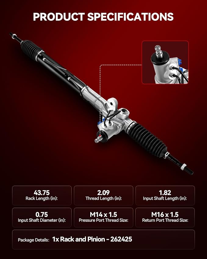Torchbeam Power Steering Rack & Pinion Assembly Fit for 2007 2008 2009 Santa Fe, Hydraulic System Steering, Replaces OEM 26-2425