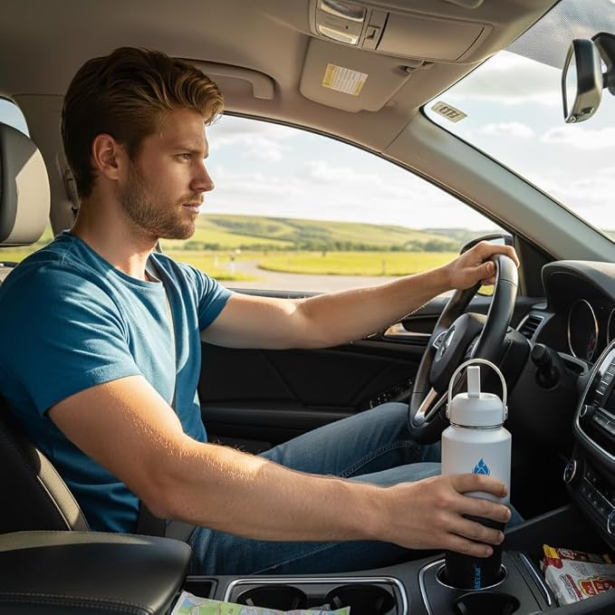 SENDESTAR 32oz Water Bottle Wide Mouth Stainless Steel Vacuum Insulated Double Wall with 2 Straw Lids Fit in Any Car Cup Holder