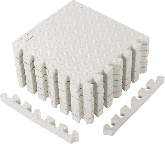 Arrowbash 12x12x1 Inch EVA Thick Interlocking Foam Floor Tiles Puzzle Exercise Mat Foam Mats for Home Gym Pets(White,12)