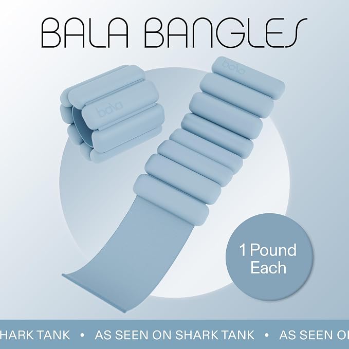 Bala Bangles Wrist & Ankle Weights for Women & Men, Home Gym Equipment | Adjustable Weighted Bands for Arm & Legs Workouts - Pilates, Yoga, Walking, Barre, & Strength Training Exercise