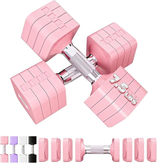 Adjustable Dumbbell Set for Women Men 7.5LB/10LB/15LB/20LB/25LB Each | Dumbbells Set of 2, Free Weight Set at Home Gym, Hand Weights with Locking/Metal Handle for Exercise Muscle Toning Rehab