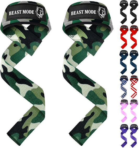 TECEUM Neoprene Padded Cotton Lifting Straps for Weightlifting, 1 Pair