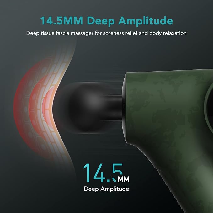 Opove Massage Gun Fascia Percussive Muscle Massager 14.5mm for Back Pain Relief Workout Recovery in Gym Home Office Daily Massage, Ergonomic for Effortless to Use, Apex Green
