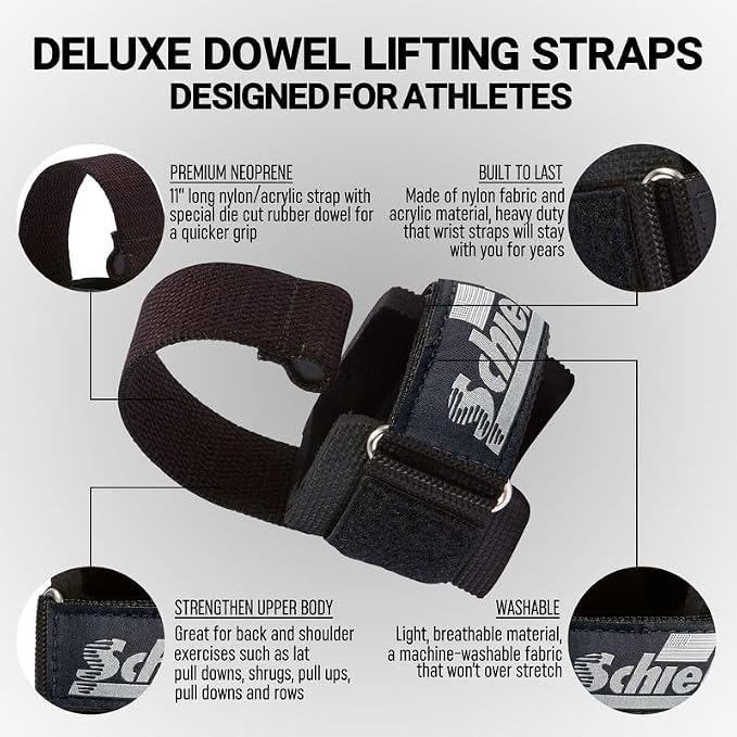 Schiek Sports Model 1000-DLS Deluxe Dowel Lifting Straps