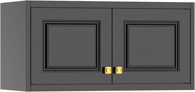 Polup 15" High Black Metal Wall Cabinet, Overhead Closet Storage Unit | Modular Steel Top Extension for 71" Armoire Wardrobe, 2 Doors, 180lbs Capacity Single Space, Mounting Hardware for Bedroom