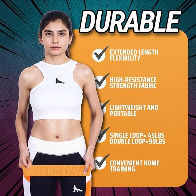 76 Inch Fabric Resistance Band for Strength Training, Mobility, and Stretching, Non-Slip Workout Band for Athletes, Home Gyms, Yoga, and Physical Therapy