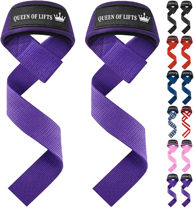 TECEUM Neoprene Padded Cotton Lifting Straps for Weightlifting, 1 Pair