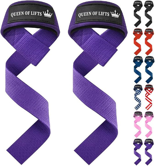 TECEUM Neoprene Padded Cotton Lifting Straps for Weightlifting, 1 Pair