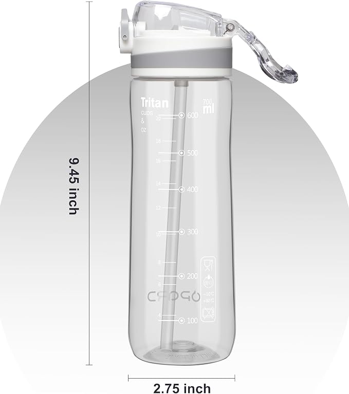 Opard Peak Water Bottle with Straw Cap, BPA-Free, Leak Proof Flip Top Bottle