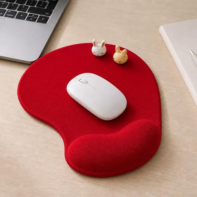 Office Mousepad with Gel Wrist Support - Ergonomic Gaming Desktop Mouse Pad Wrist Rest - Design Gamepad Mat Rubber Base for Laptop Computer -Silicone Non-Slip Special-Textured Surface (06Red)