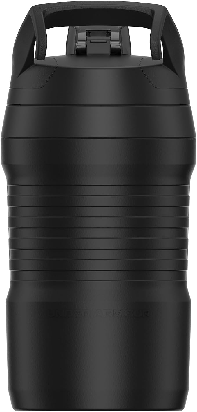 Under Armour 32 oz Insulated Water Bottles - Sports Water Jug with Fence Hook, Leak Resistant for Baseball, Football & More, 32 oz Insulated, Black/Black