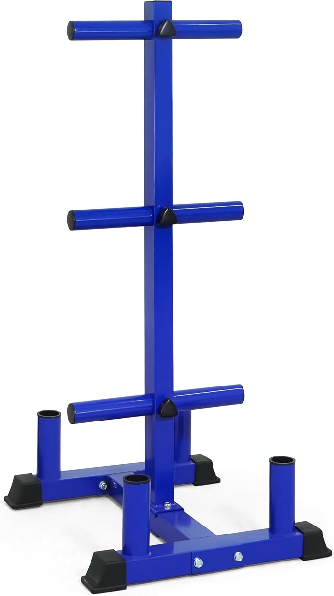 CAP Olympic Bumper Plate Tree Rack with Barbell Holders, Heavy-Duty Weight Plate Storage Rack for Home Gym, Steel Olympic Plate Organizer Stand, Multiple Color & Size Options