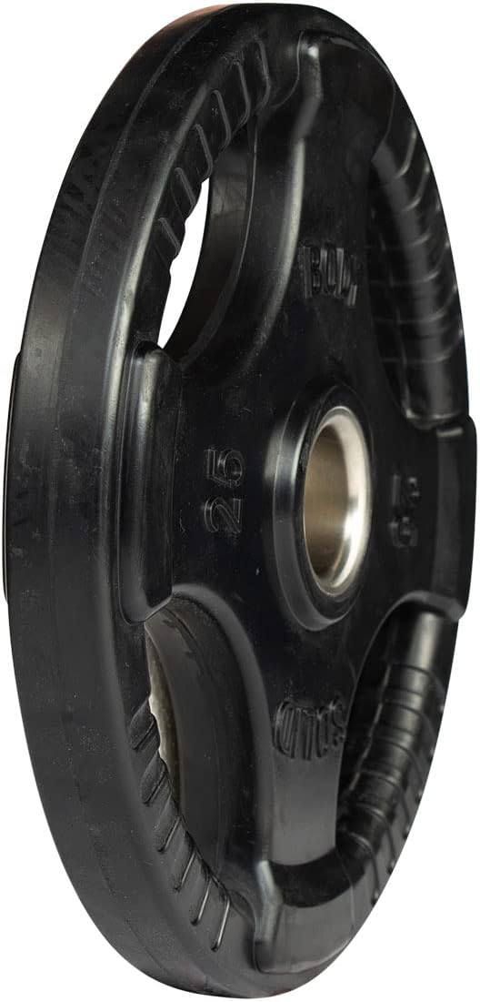 Body-Solid Rubber Coated Olympic Weight Plate (1), with Anti-Slip Grip - Perfect for Strength Training, Home Gym, and Barbell Workouts