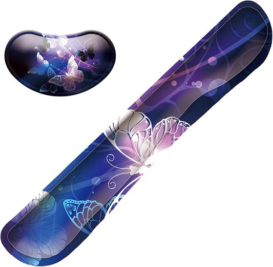 Keyboard Wrist Rest Mouse Wrist Support Set, Memory Foam Wrist Rest Pad for Computer Laptop Keyboard Mouse, Ergonomic Wrist Cushion Support for Typing Pain Relief, Gaming Home Office, Butterfly