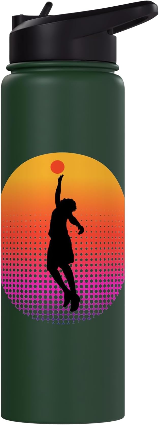 Basketball Game Hoop Slam Dunk Ball Retro Sunset Player Gift Stainless Steel Insulated Water Bottle