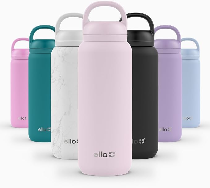 Ello Cooper Twist 32oz Insulated Stainless Steel Chug Water Bottle, Cashmere Pink