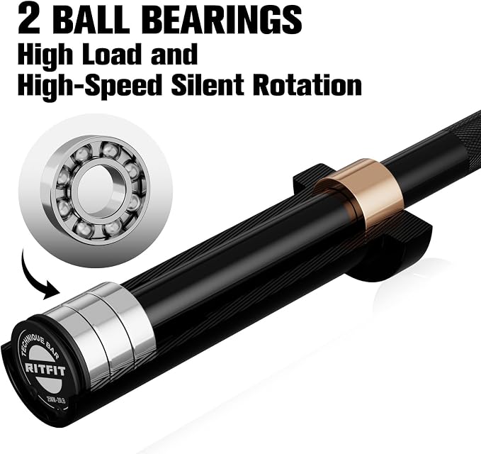RitFit Barbell Weight Set - 4/6FT Olympic Barbell with Weight Plates (55-115LB Total) - Weightlifting Equipment for Squats, Curls, Deadlifts, Presses, Hip Thrusts