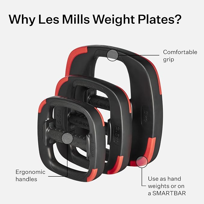 Les Mills™ Dual Purpose Ergonomic Exercise Weight Plates for Total Body Workouts