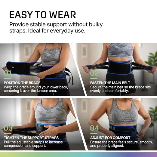 Modvel Back Brace for Lower Back Pain Women and Men – Lumbar Support Belt for Sciatica, Herniated Disc, Muscle Strain – Adjustable Breathable Work Brace with 6 Stays – Support for Posture