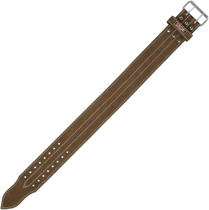 MRX Powerlifting Leather Belt 4" Wide 10mm Thickness Training Fitness Back Support Bodybuilding Belts with Steel 2 Prong Buckle