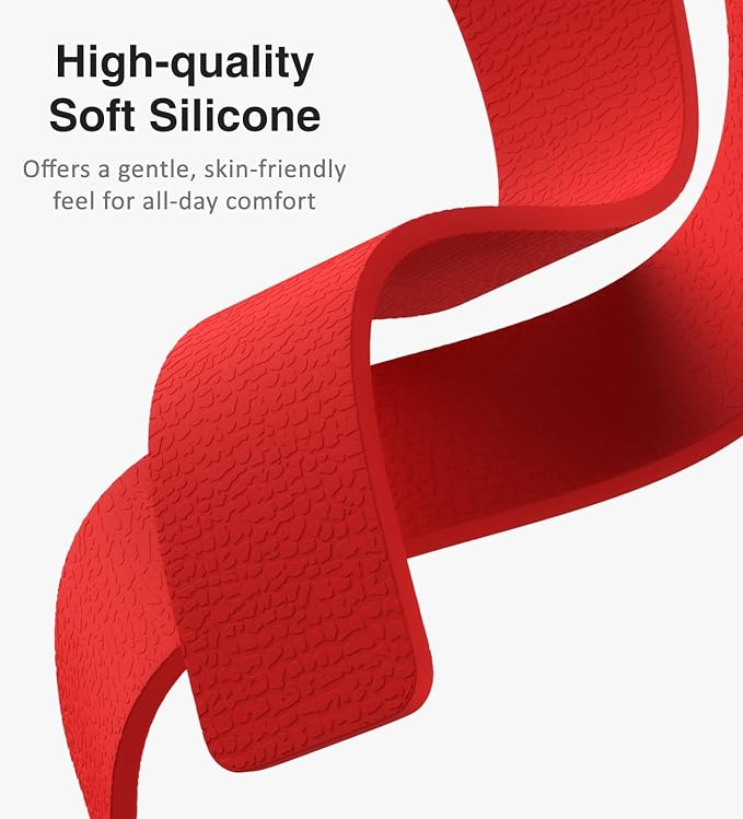 Magnetic Silicone Band Compatible with Apple Watch Band Ultra 3/2/1 & SE 3/2/1 & Series 11 10 9 8 7 6 5 4 3 49mm 46mm 45mm 44mm Strong Magnetic Clasp, Waterproof & Adjustable (Red)