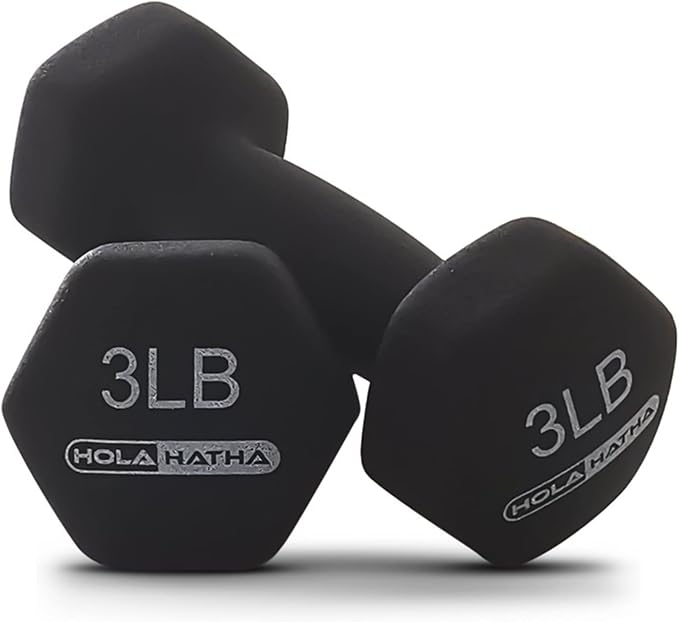 HolaHatha 1, 2 and 3 lb Neoprene Dumbbell Strength Training Weight Set with Rack