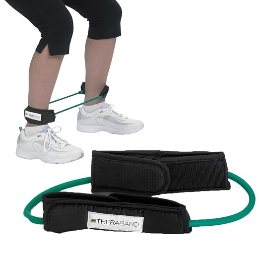 THERABAND Resistance Tubes, 12" Padded Cuffs, Green, Heavy, Level 3 | Professional TheraBand elastic resistance for exercise, physical therapy and at-home workouts