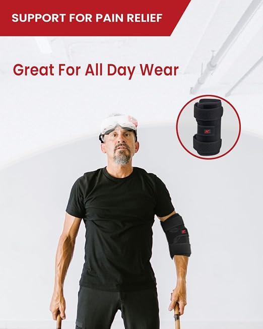 Hurmoya Elbow Brace Night Sleep, Cubital Tunnel, Ulnar Nerve Entrapment | Comfortable Compression Sleeve Immobilizer, Elbow Splint with 2 Removable Metal Splints, Pain Relief for Men and Women (M)