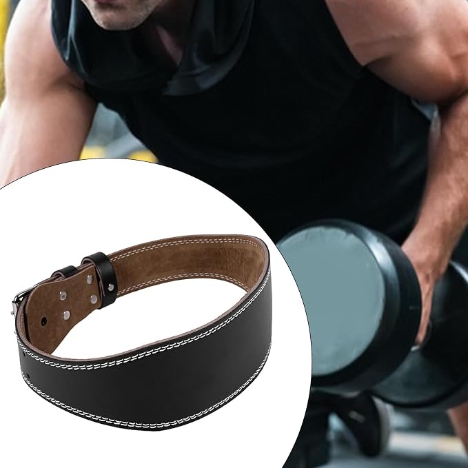 harayaa Weight Lifting Belt Adjustable Powerlifting Lumbar Back Support Sports Waistband PU Leather Double Prong Suitable for Men Women Gym Training