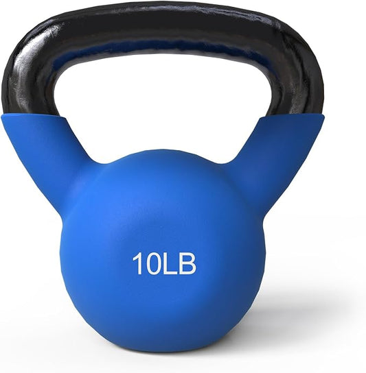 Mikolo Neoprene Coated Cast Iron Kettlebells 5-30LB Set, Solid Weight Set with Wide Grip Handle and Flat Bottom, Ideal for Full Body Strength Training at Home Gym