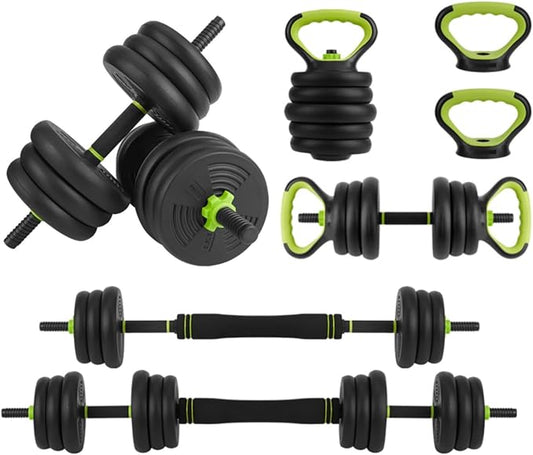66/88Lbs Adjustable Weights Dumbbells Set for Home Gym, 4-in-1 Free Weights Set with Connector, Used As Push Up Stand, Adjustable Barbell, Kettlebells, Weights for Men & Women, Non-Slip Grip, Space-Saving