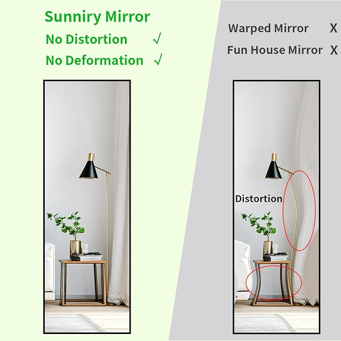 Floor Length Mirror 48x16 inch, Wall Mirror Full Length,Metal Frame | Matte Black Metal Frame, No Distortion, Rust-proof, Easy Installation, Suitable for Living Room, Entryway, Bedroom