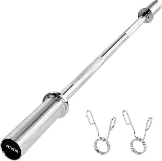 VEVOR 4FT/6FT Barbell Bar, Fits 2-Inch Weight Plates, Chrome Plated Barbell Bar with Knurled Grip for Strength Training, Weightlifting, Squat, Deadlift, Bench Press, Curl, Overhead Press, 500lbs Capacity