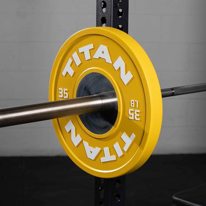 Titan Fitness Elite Olympic Bumper Plates, Competition Weight Plates, Rubber with Steel Hub Insert, Sold as a Pair, for Olympic Weightlifting and Cross-Training Workouts