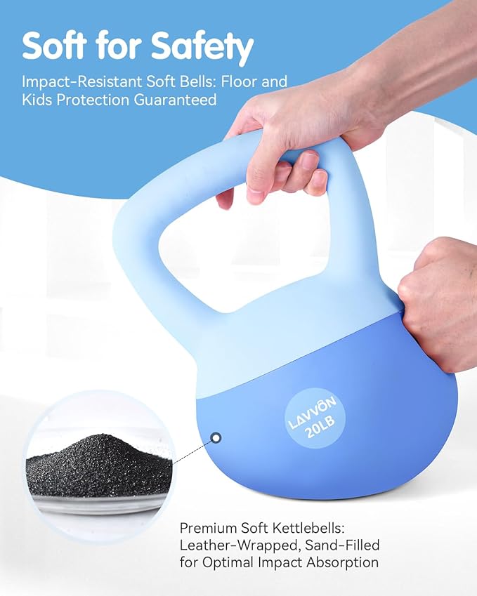 Soft Kettlebell - Cushioned Impact-Resistant Base and Anti-Slip | Kettle bell Anti-Slip Grip Weight for Home Workouts, Safe Strength Training Kettlebells Sets for Women& Men - Non-Slip Gloves
