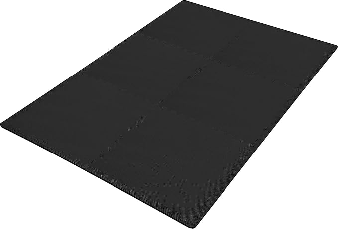 BalanceFrom Puzzle Exercise Mat 1/2-inch Thick, EVA Interlocking Foam Floor | Tiles for Home Gym, Mat for Home Workout Equipment, Floor Padding for Kids, Black, 24 in x 24 in x 1/2 in, 24 Sq Ft - 6 Tiles