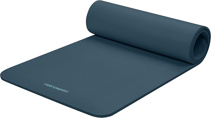 Retrospec Solana Yoga Mat Thick 1/2in Non-Slip Workout Mat with Nylon Strap - 72x24in Exercise Mat for Pilates, Stretching & Fitness - BPA Free, Easy Clean