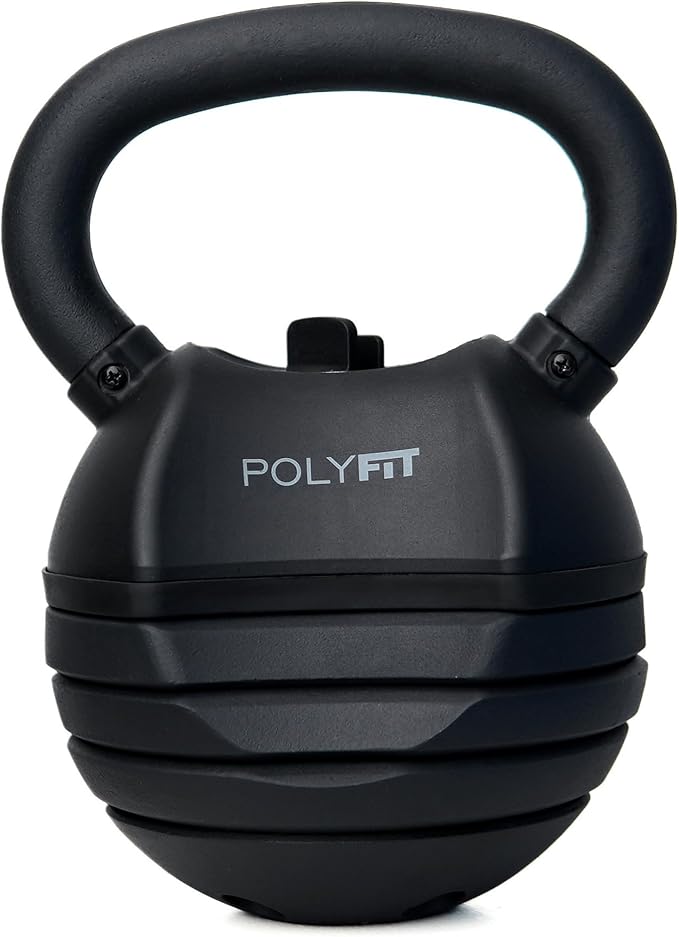 Polyfit Adjustable Kettlebell Set - 5-in-1 Weights for Home Gym | 5-in-1 adjustable weight design, 30/40/50 lb options, non-slip grip, cast iron build, compact for home gyms