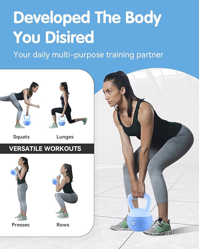Soft Kettlebell - Cushioned Impact-Resistant Base and Anti-Slip | Kettle bell Anti-Slip Grip Weight for Home Workouts, Safe Strength Training Kettlebells Sets for Women& Men - Non-Slip Gloves